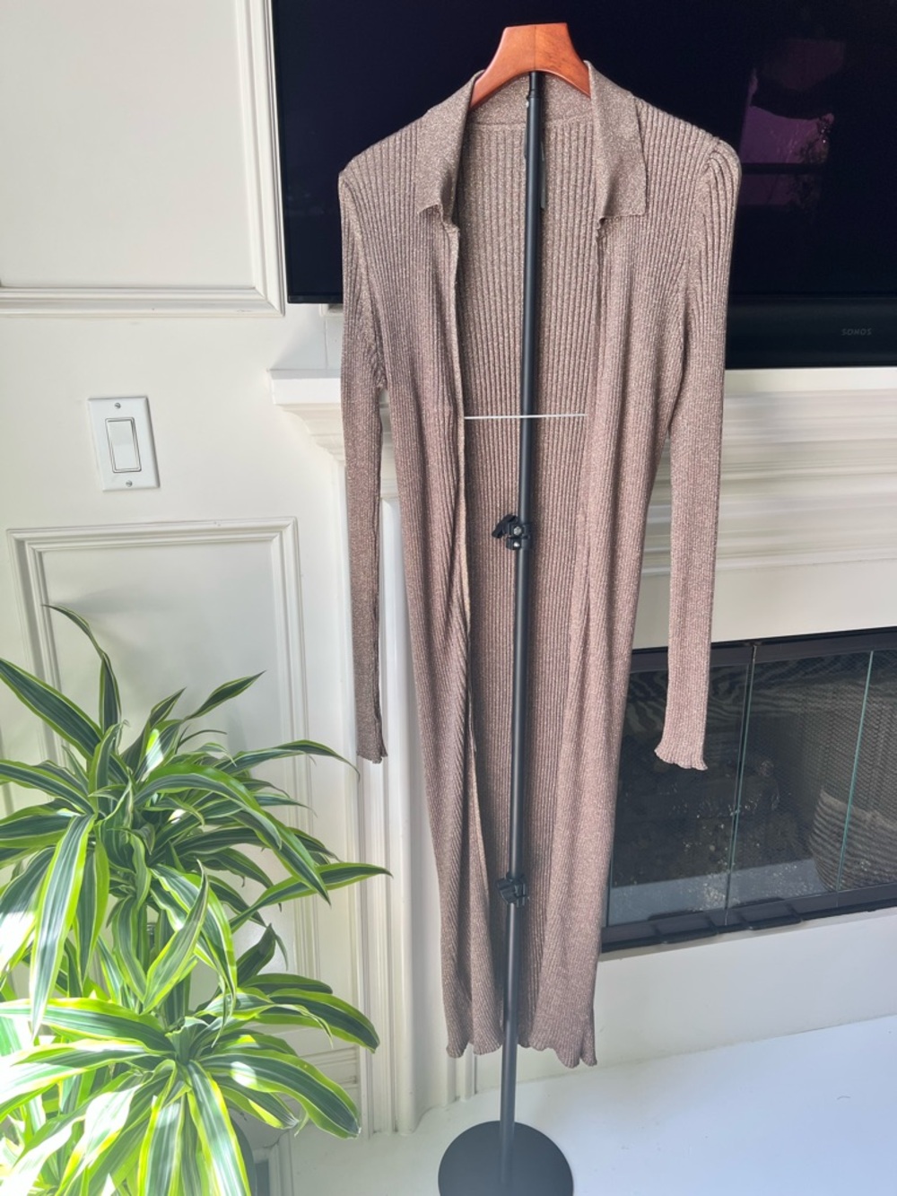 By Anthropology Shimmery Brown Ribbed Knit Dress/Duster - Picture 9 of 10